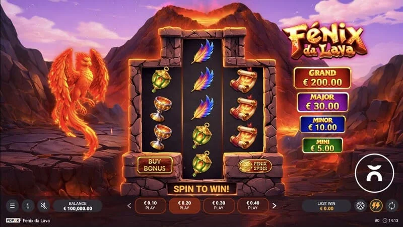 Fenix da Lava - reels with coins and burning lanterns